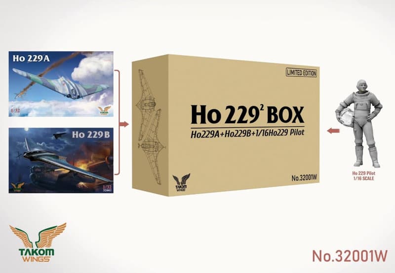 TKO32001W 1/32 ホルテン Ho229 ボックス（TKO32001 ＋ TKO32002 ＋ TKO10231/16 ホルテン Ho229 パイロット） 限定版