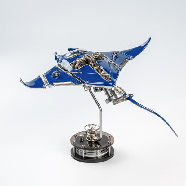 極械海神計画 メカマンタ 機械式 3Dメタルパズル 組立済完成品 青