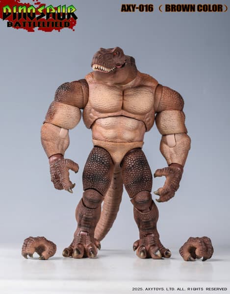 AXYTOYS ダイナソー・バトルフィールドシリーズ ティラノサウルス 1/9スケール可動フィギュア AXY-016（ブラウン）