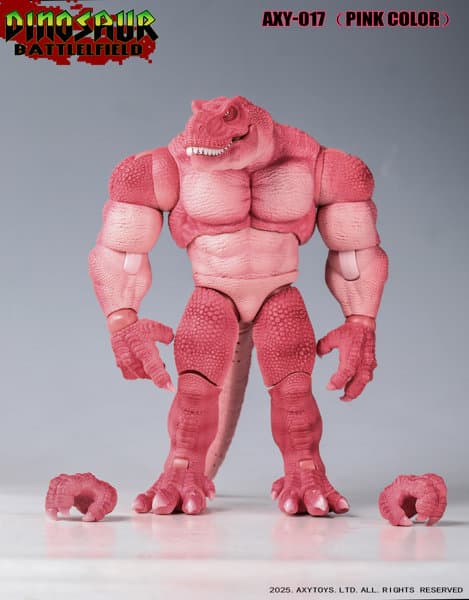 AXYTOYS ダイナソー・バトルフィールドシリーズ ティラノサウルス 1/9スケール可動フィギュア AXY-017（ピンク）