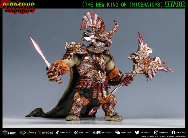 AXYTOYS ダイナソー・バトルフィールドシリーズ トリケラトプス AXY-018（新国王） 1/9スケール 可動フィギュア 豪華版