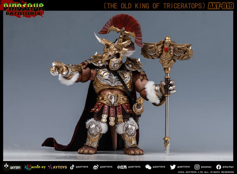 AXYTOYS ダイナソー・バトルフィールドシリーズ トリケラトプス AXY-019（旧国王） 1/9スケール 可動フィギュア 豪華版
