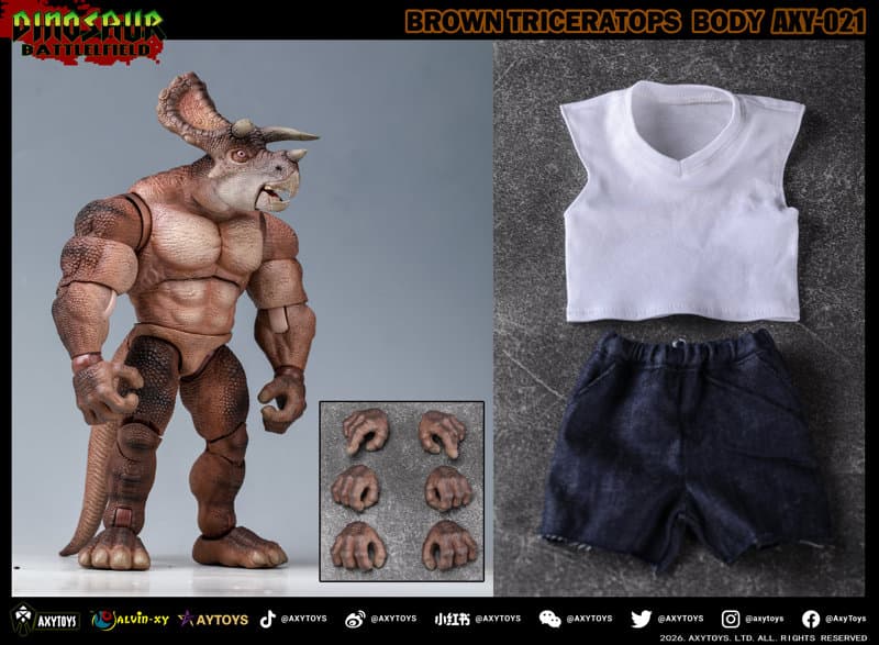 AXYTOYS ダイナソー・バトルフィールドシリーズ トリケラトプス AXY-021（旧国王） 1/9スケール 可動フィギュア スタンダード版