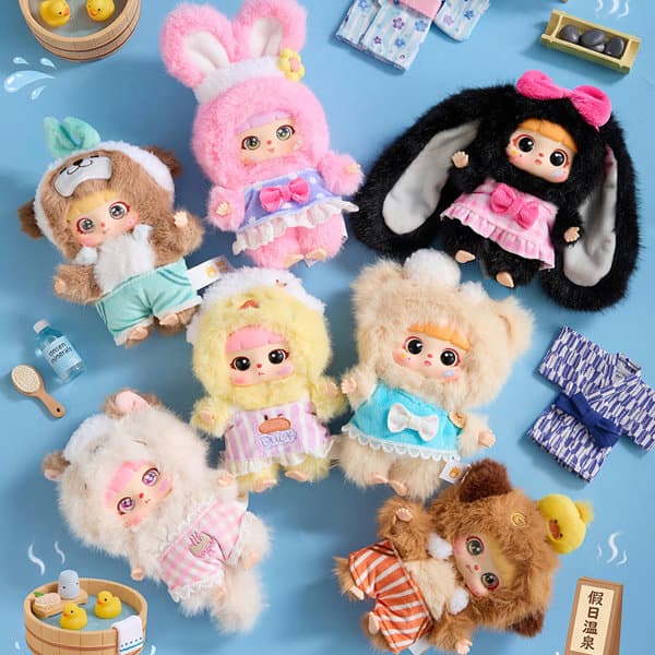【BOX販売】MEI YI YOU ART TOY Kitten 休日の温泉旅行シリーズ トレーディングプラッシュ（1BOX=6個入）