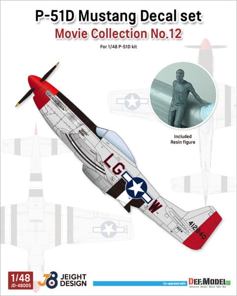 デフモデル JD48005 1/48 WWII アメリカ陸軍航空隊戦闘機 P-51Dマスタング デカール/フィギュアセット ムービーコレクションNo.12「トップガン」2022（タミヤ用）