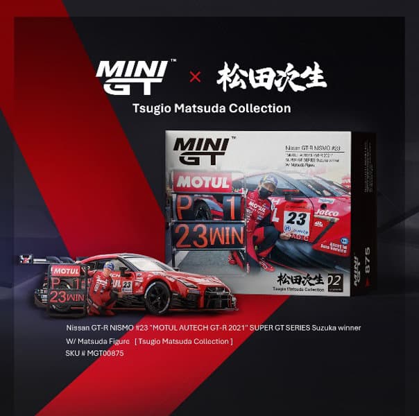 Nissan GT-R Nismo GT500 NISMO SUPER GTシリーズ 2021 R3.Suzuka優勝車 ＃23 MOTUL AUTECH GT-R 松田次生コレクション w/ 松田次生氏フィギュア 左ハンドル