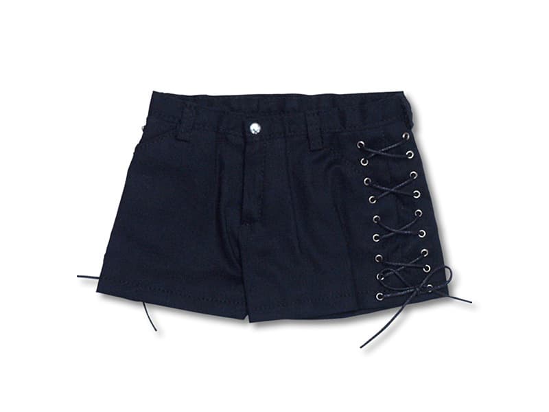 60編み上げホットパンツ 黒